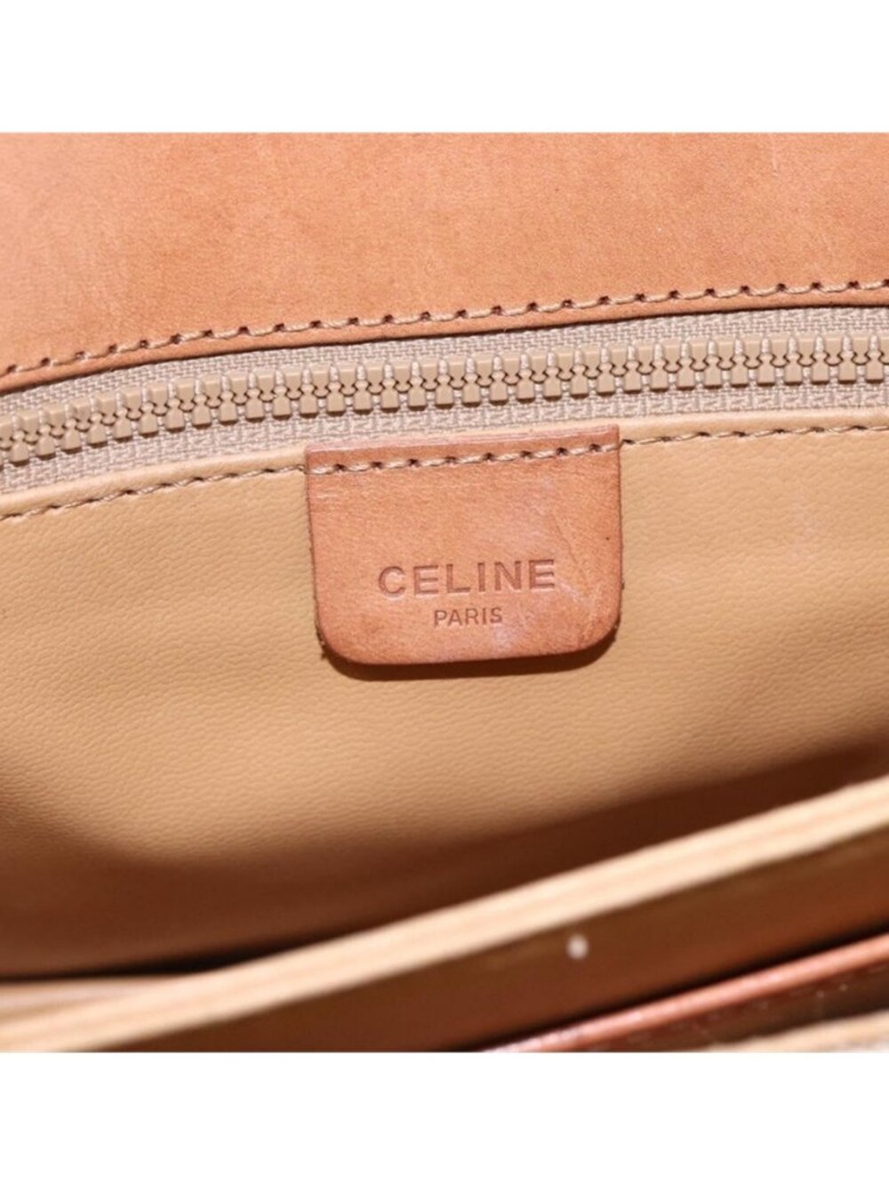Authentic CELINE Macadam Canvas Shoulder Bag PVC Beige Gold - Picture 4 of 16
